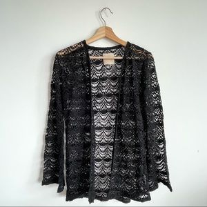 Black Spanish Lace Flared XS Women Long Sleeves Cardigan